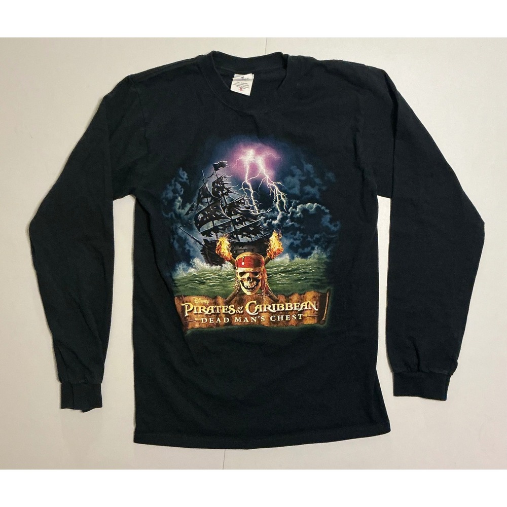 VTG Y2K Disney Pirates of the Caribbean Dead Mans Chest Shirt Men S Long Sleeve